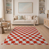Playful Red Cartoon Frog Area Rug