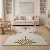 Ornate Gold Floral Beige Area Rug