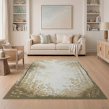 Ethereal Golden Forest Silhouette Area Rug