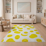 Yellow Cute Cartoon Fried Egg Yellow Area Rug