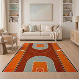 Bold Orange Basketball Court Area Rug
