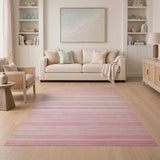 Geometric Modern Pink Blush Pink Horizontal Stripe Area Rug