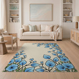Cascading Blue Hydrangea Floral Area Rug