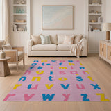 Vibrant Pink ABC Alphabet Kids Area Rug