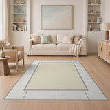 Beige and Neutral Beige Nested Frame Geometric Area Rug