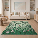 Green Butterfly Meadow Wildflower Rug