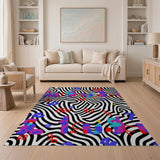 Multi-color and Patterns Vibrant Multi-Color Wavy Abstract Area Rug