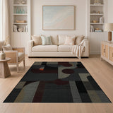 Abstract Geometric Halftone Area Rug in Grey Red