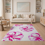 Pink Hibiscus Watercolor Area Rug