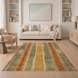 Earthy Striped Southwestern Kilim Rug