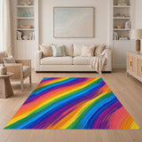 Vivid Rainbow Brushstroke Area Rug