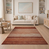 Terracotta Geometric Stripe Area Rug