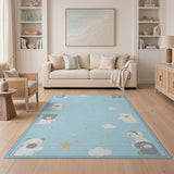 Cute Polar Bears Stars Clouds Blue Kids Rug