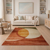 Overlapping Circles Geometric Modern Area Rug