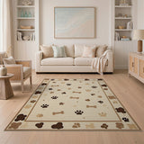 ODIKA Washable Dog Paw and Bone Print Area Rug - Non-Slip Low Pile Pet Friendly Carpet