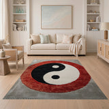 Red Border Yin-Yang Area Rug