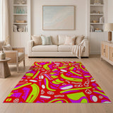 Vibrant Neon Fruit Collage Area Rug