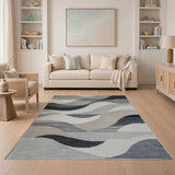 Modern Grey Wavy Abstract Area Rug