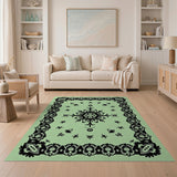 Mint Green Floral Lace Mandala Area Rug