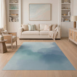 Dreamy Blue Teal Watercolor Cloud Area Rug