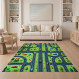 Playful Cartoon City Street Area Rug