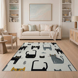 Kids Cartoon Playful Cartoon Cats Area Rug