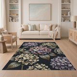 Vintage Purple Hydrangea Floral Area Rug