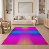 Vibrant Pink-to-Blue Pixel Gradient Area Rug