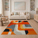 Orange Bold Orange Geometric Abstract Area Rug
