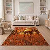 Zebra Family in Autumn Savanna Rug
