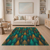 Teal Pine Forest Area Rug