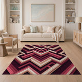Layered Geometric Red Area Rug