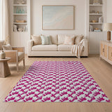 Vibrant Pink Geometric Wing Pattern Area Rug