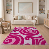 Swirling Pink Abstract Pink Area Rug