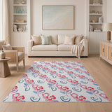 Playful Pink Abstract Floral Area Rug