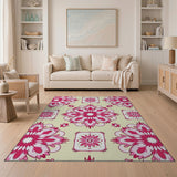 Pink Ornate Pink Floral Mandala Area Rug