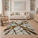 Golden Vein Fractal Area Rug
