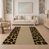 Brown Leopard Print Tan Woven Area Rug