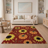 Autumn Sunflower Pumpkin Harvest Rug
