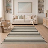Beige and Neutral Beige Black Horizontal Striped Area Rug