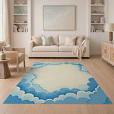 Dreamy Layered Blue Clouds Area Rug