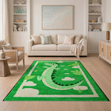 Playful Green Crocodile Kids Cartoon Area Rug