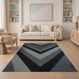 Grey Chevron Diagonal Stripe Area Rug