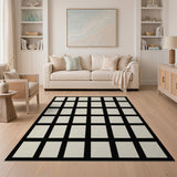 Modern Black Grid Windowpane Area Rug