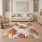 Red and Gold Palm Leaf Area Rug