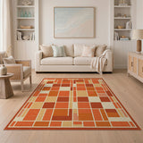 Orange Bold Orange Geometric Block Area Rug