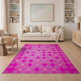 Geometric Modern Vibrant Pink Gingham Check Area Rug