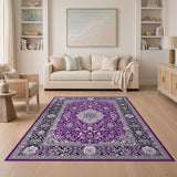 Purple Traditional Persian Floral Medallion Rug