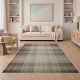 Brown Tan Plaid Check Rustic Farmhouse Rug