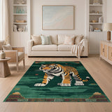 Majestic Tiger on Teal Waves Rug